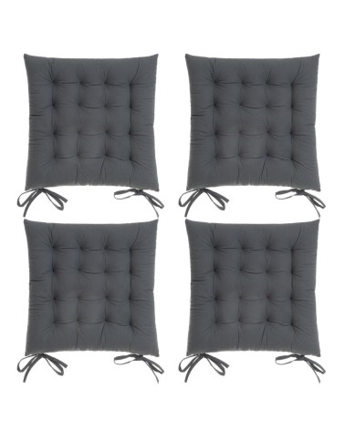 Set de 4 cojines acolchados para silla gris oscuro de antelina de 40x40 cm