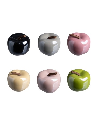 Manzana ceramica colores decorativa sobremesa "Set 6 pieza" 4,5 cm