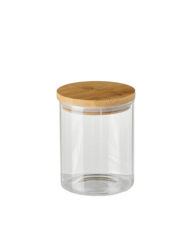 Bote de borosilicato transparente con tapa de bambú de 700 ml
