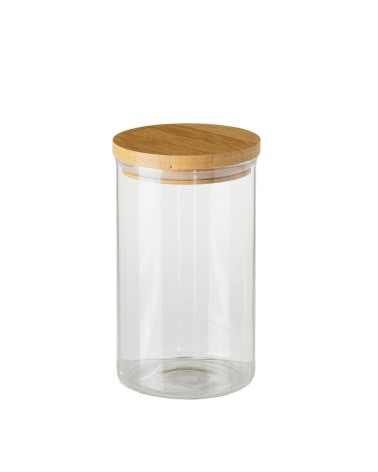 Bote de borosilicato transparente con tapa de bambú de 1 litro