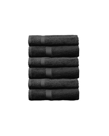 Juego de 6 toallas de tocador negras de algodón natural de 30x50 cm