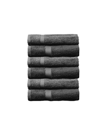 Juego de 6 toallas de tocador gris oscuro de algodón natural de 30x50 cm