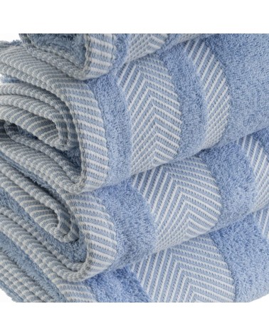Juego de 6 toallas de tocador con cenefa azules de algodón natural de 30x50 cm