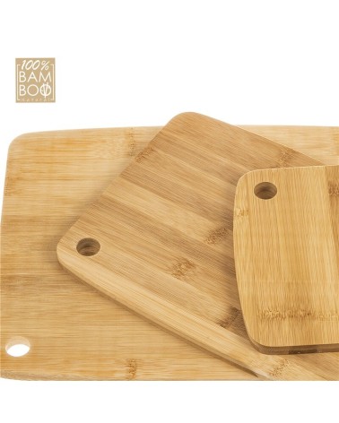 Juego de 3 tablas de cortar de bambú natural para cocina