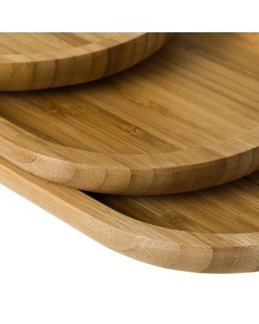 Juego de 3 bandejas ovaladas de bambú natural