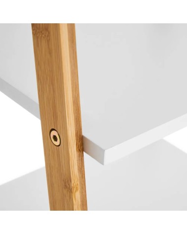Estantería escalera de bambú blanca de 34x35x98 cm