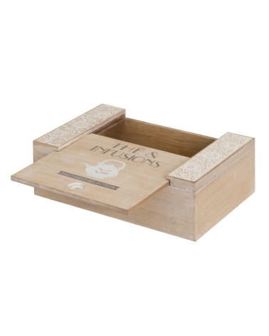 Caja de té de madera natural beige nordica para cocina provenzal