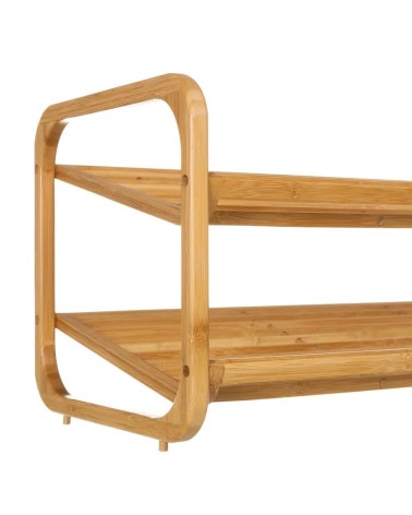 Zapatero de madera de bambú natural con 2 estantes de 76x33x33 cm
