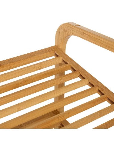 Zapatero de madera de bambú natural con 2 estantes de 76x33x33 cm