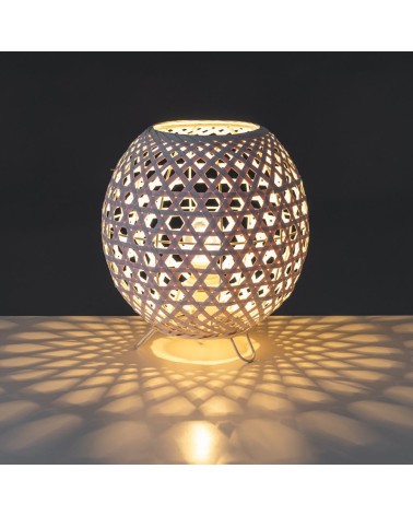 Set de 2 lámparas de mesita de noche bola de bambú blancas de Ø 20x23 cm