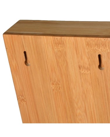 Caja de bambú para llaves con 8 colgadores beige de 19x6x27 cm
