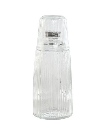 Botella cristal para agua de 1 litro con vaso de 240 ml