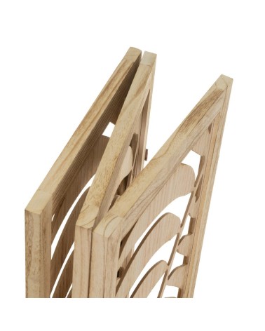 Biombo mandala tallado de madera de paulonia natural de 120x170 cm