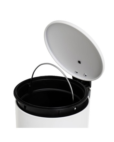 Papelera de baño blanca mate metal de 3 Litros con pedal y asa, cubo extraíble para cuarto de baño, cocina o escritorio