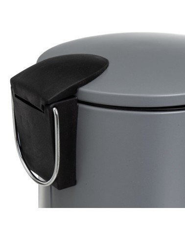 Papelera de baño gris mate metal de 3 Litros con pedal y asa, cubo extraíble para cuarto de baño, cocina o escritorio