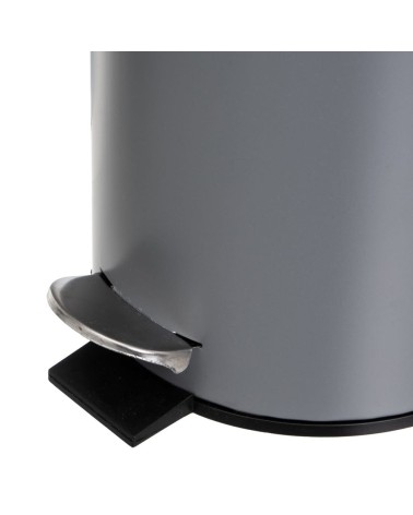 Papelera de baño gris mate metal de 3 Litros con pedal y asa, cubo extraíble para cuarto de baño, cocina o escritorio