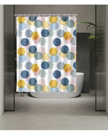 Cortina de baño lunares colores de poliester de 180x200 cm